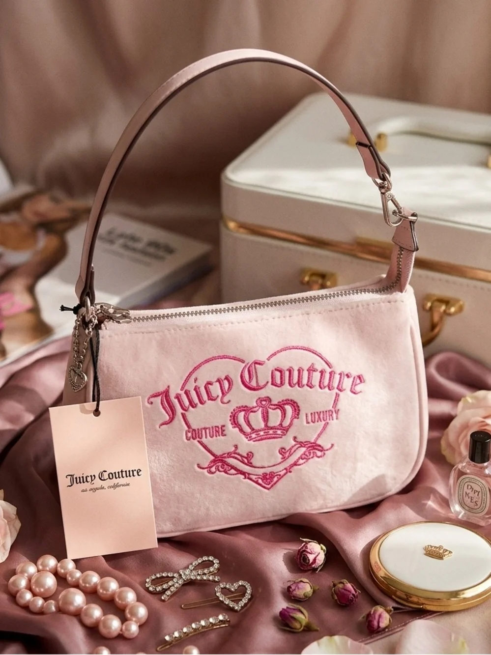 Juicy Couture Pink Velvet Royalty Wristlet